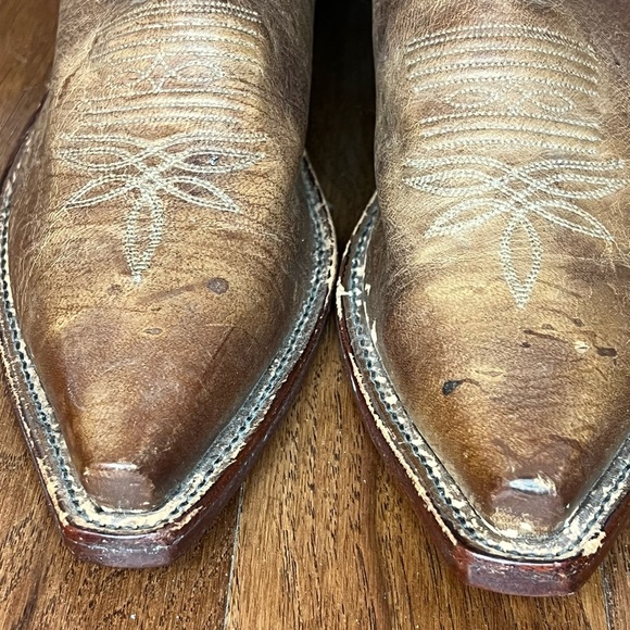 Tony Lama brown leather cowboy boots women’s 9 1/2 made in USA BT 3 - Picture 7 of 16